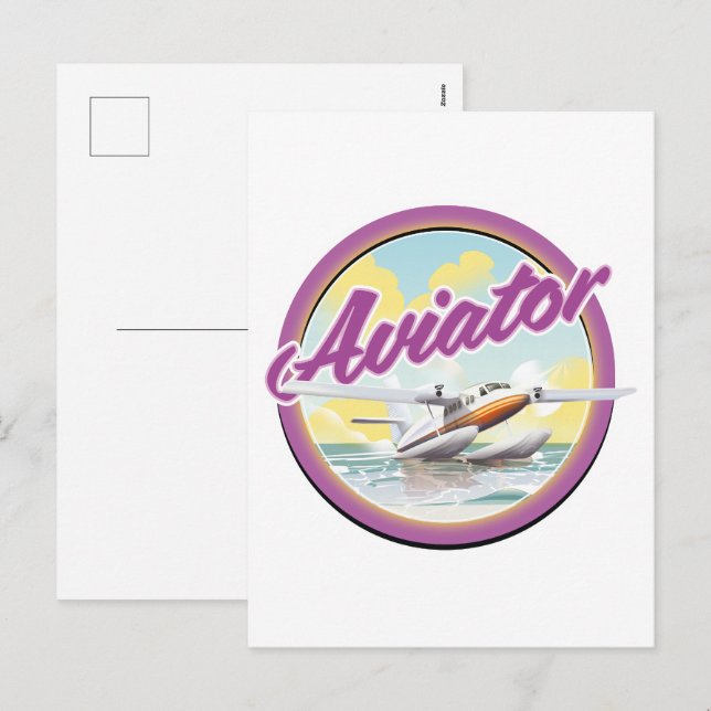 Aviator sea plane logo holiday postcard (Front/Back)