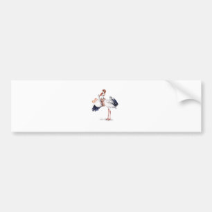 Aviator Stork Carrying Twins Bumper Sticker