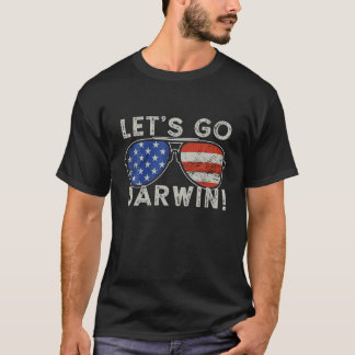 Aviator Sunglasses American Flag Let’S Go Darwin T-Shirt