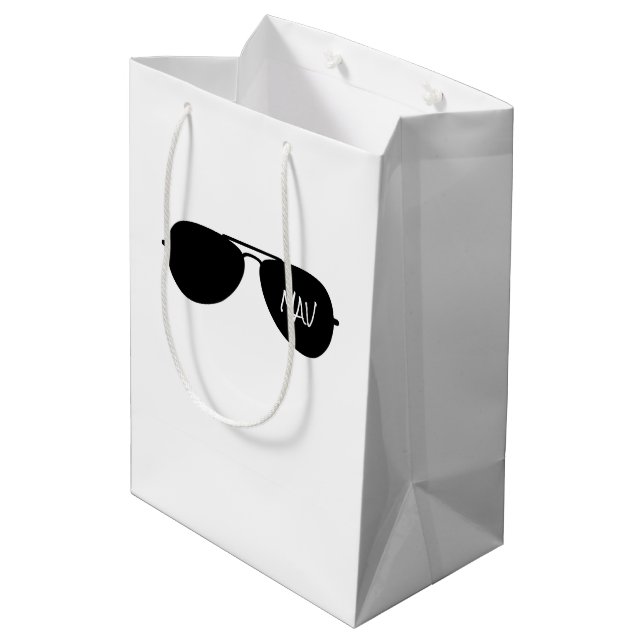Aviator Sunglasses Pilot INITIALS Aeroplanes Flyin Medium Gift Bag (Back Angled)