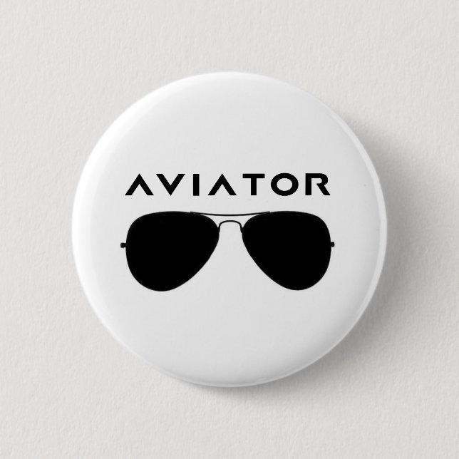 Aviator SUnglasses Silhouette 6 Cm Round Badge (Front)