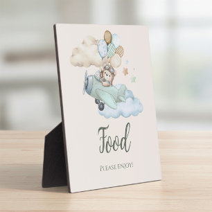 Aviator Teddy Bear Baby Shower Food Sign Plaque