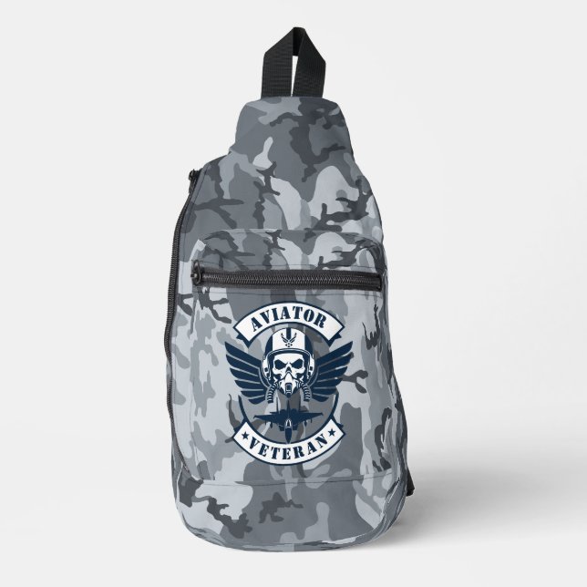 Aviator Veteran Tactical Pride Skull Sling Bag (Front)