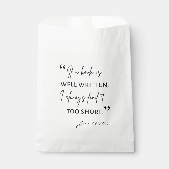Avid Reader II - Jane Austen Quote Favour Bags (Front)