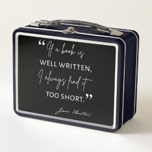 Avid Reader II - Jane Austen Quote Metal Lunch Box