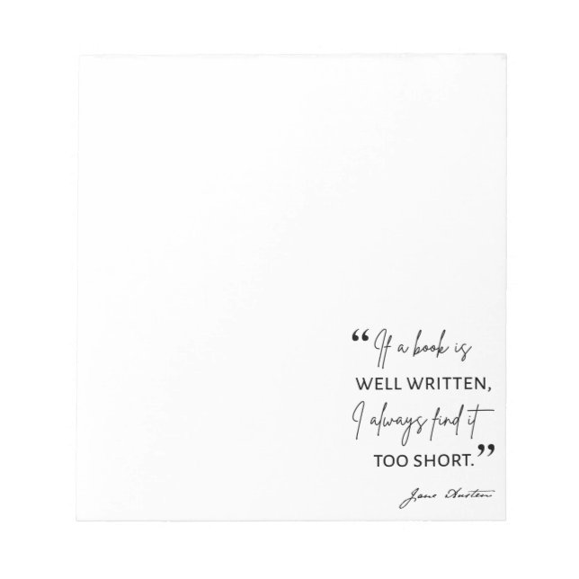 Avid Reader II - Jane Austen Quote Notepad (Front)