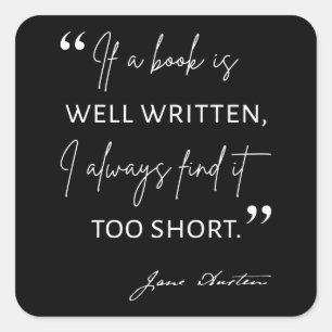 Avid Reader II - Jane Austen Quote Square Sticker