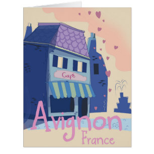 Avignon France cartoon travel poster