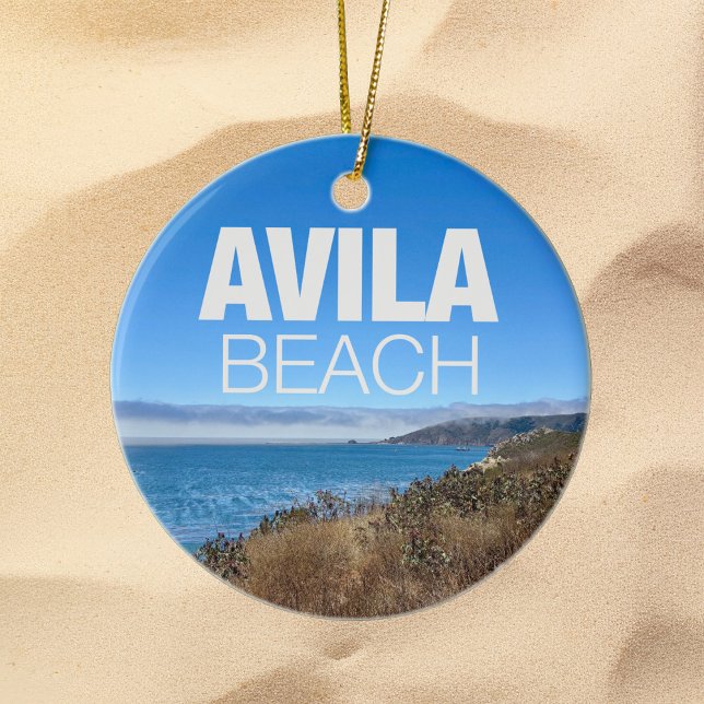 Avila Beach Overlook Photography Christmas Ceramic Tree Decoration (Creator Uploaded)