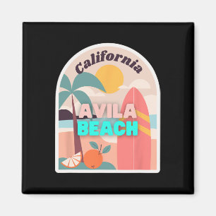 Avila Beach Retro Pastel Colours Palm Trees Sun An Magnet