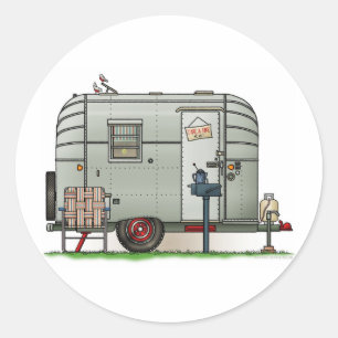 Avion Camper Trailer Classic Round Sticker