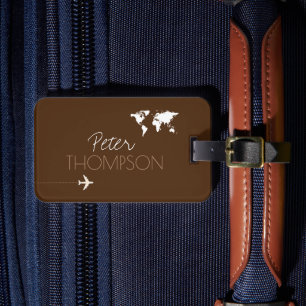 Avion Travel Personalised Stylish Brown Luggage Tag