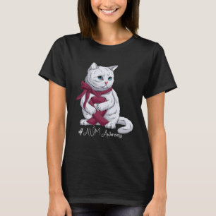 AVM Awareness Month Burgundy Ribbon Cat T-Shirt