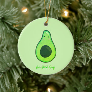 Avo Good Day Punny Avocado Christmas Ceramic Tree Decoration