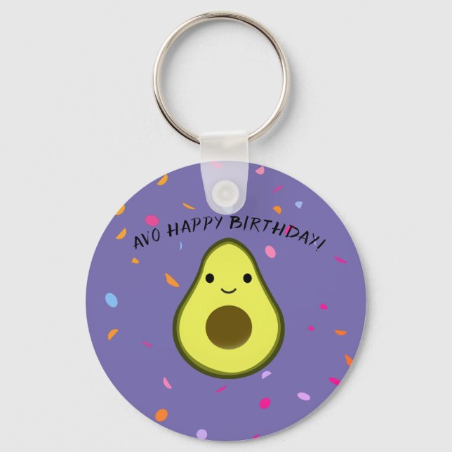 Avo Happy Birthday Cute Avocado Birthday Key Ring (Front)