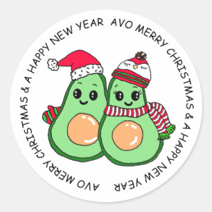 Avo Merry Christmas Avocado Humour Holiday Classic Round Sticker