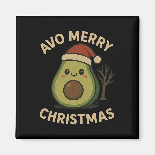 Avo Merry Christmas Funny Avocado Pun  Magnet (Front)
