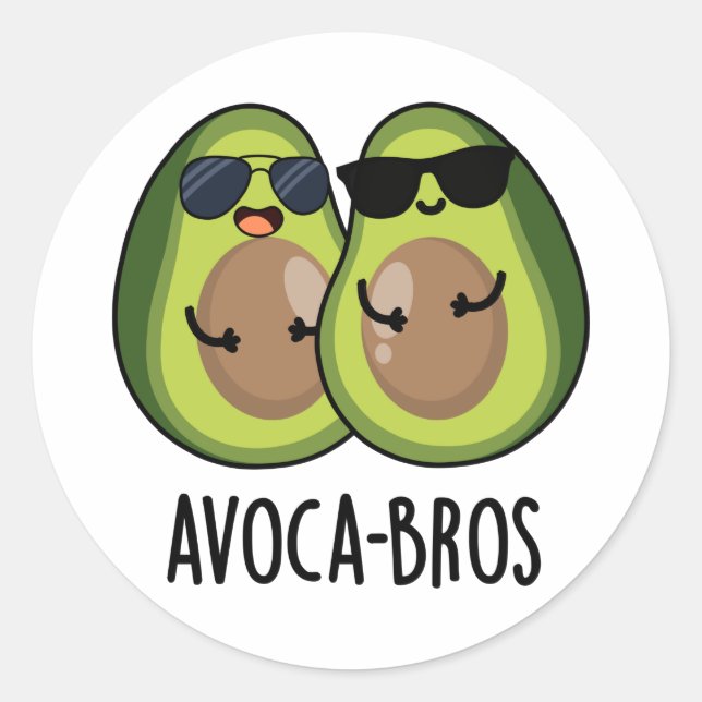 Avoca-bros Funny Avocado Pun Classic Round Sticker (Front)