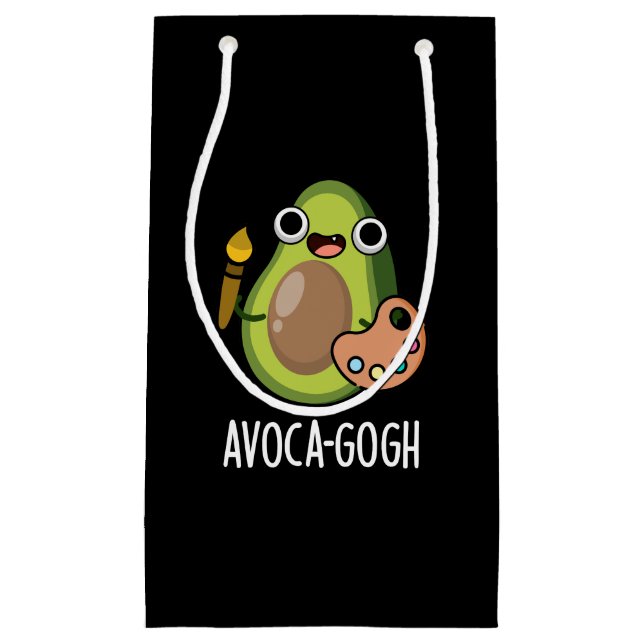 Avoca-gogh Funny Avocado Artist Pun Dark BG Small Gift Bag (Front)