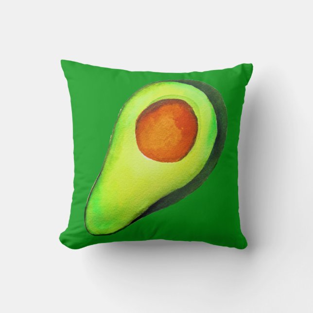Avocado addict green cute art cushion (Front)