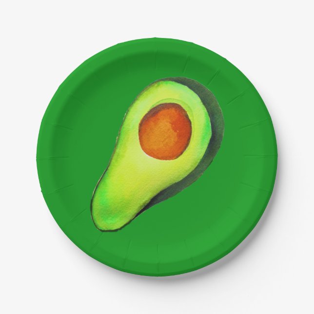 Avocado addict green cute art paper plate (Front)