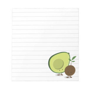 Avocado and Avocado Pit White Grey Lines Notepad