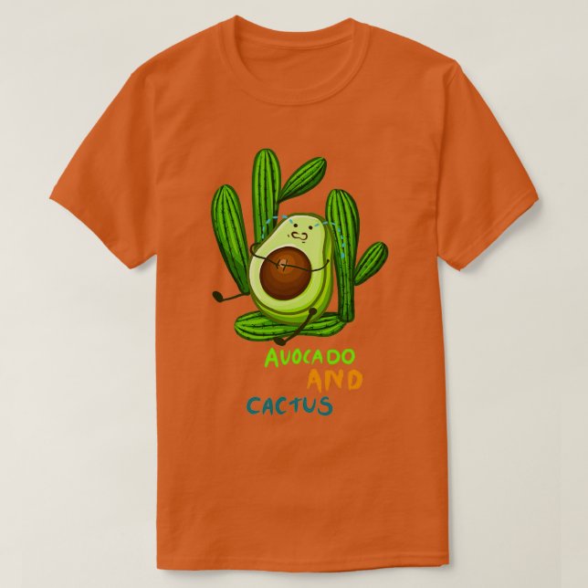 Avocado and cactus funny T-Shirt (Design Front)