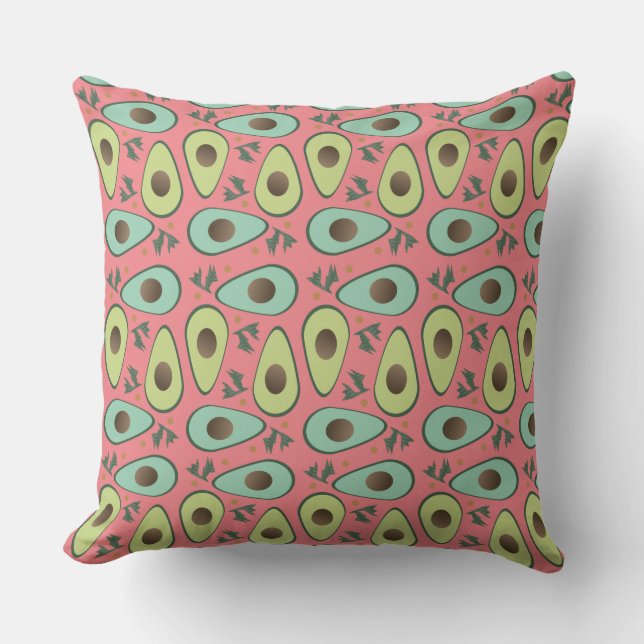 Avocado and Cilantro Salad Pattern Cushion (Front)