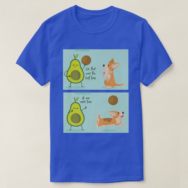 Avocado And Corgi Playing Fetch Fetch T-Shirt (Design Front)
