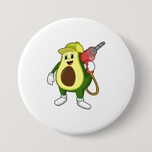 Avocado as Craftsman with Drill 7.5 Cm Round Badge