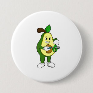 Avocado as Hairdresser with Razor 7.5 Cm Round Badge