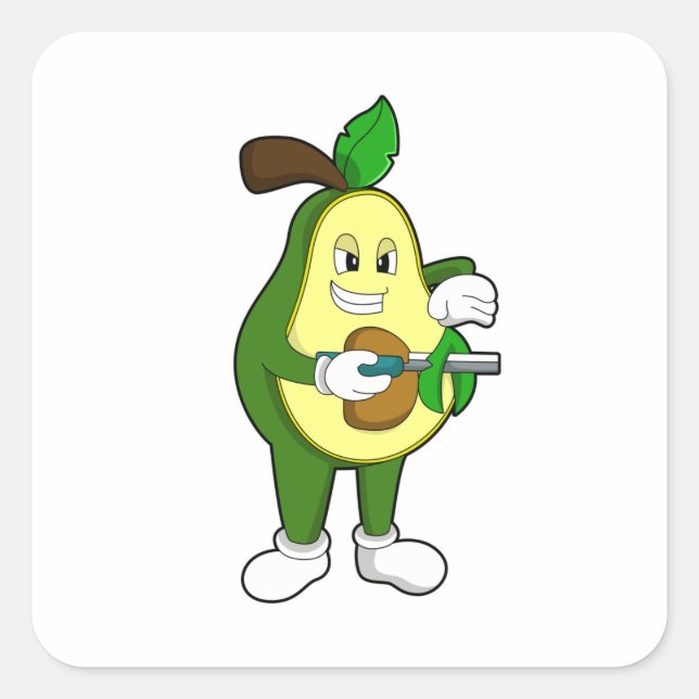 Avocado as Hairdresser with Razor Square Sticker (Front)