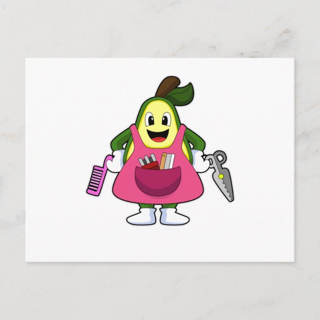 Avocado as Hairdresser with Scissors & Comb Postcard (Front)