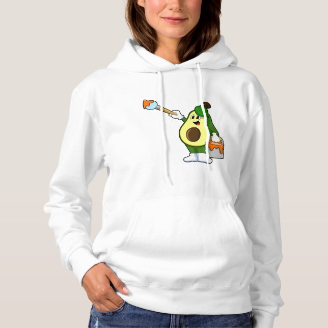 Avocado as Painter with Paint brush Hoodie (Front)