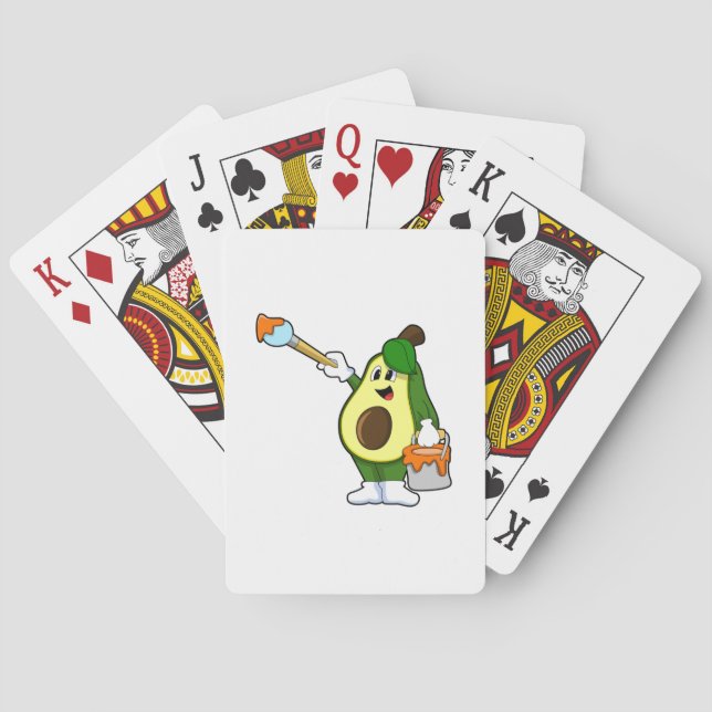 Avocado as Painter with Paint brush Playing Cards (Back)