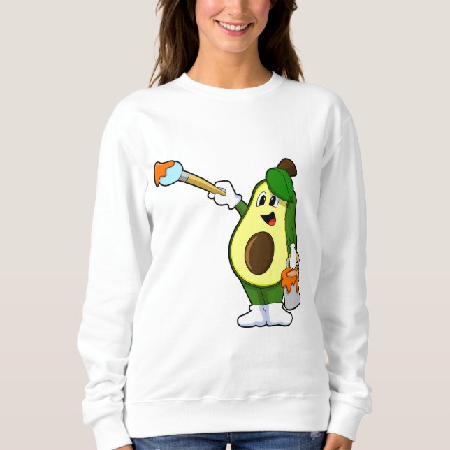 Avocado as Painter with Paint brush Sweatshirt (Front)