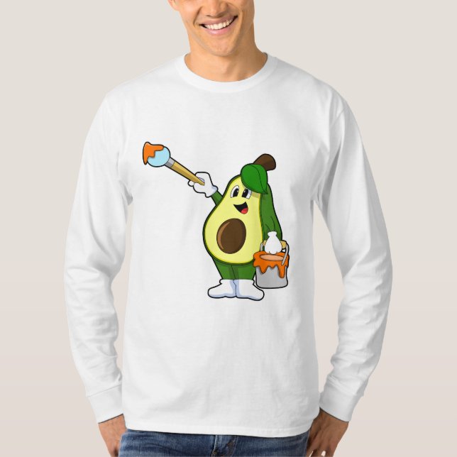Avocado as Painter with Paint brush T-Shirt (Front)