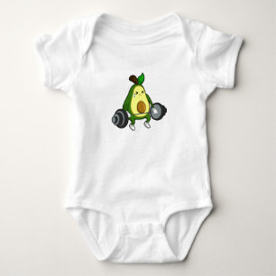 Avocado at Fitness with Barbell Baby Bodysuit