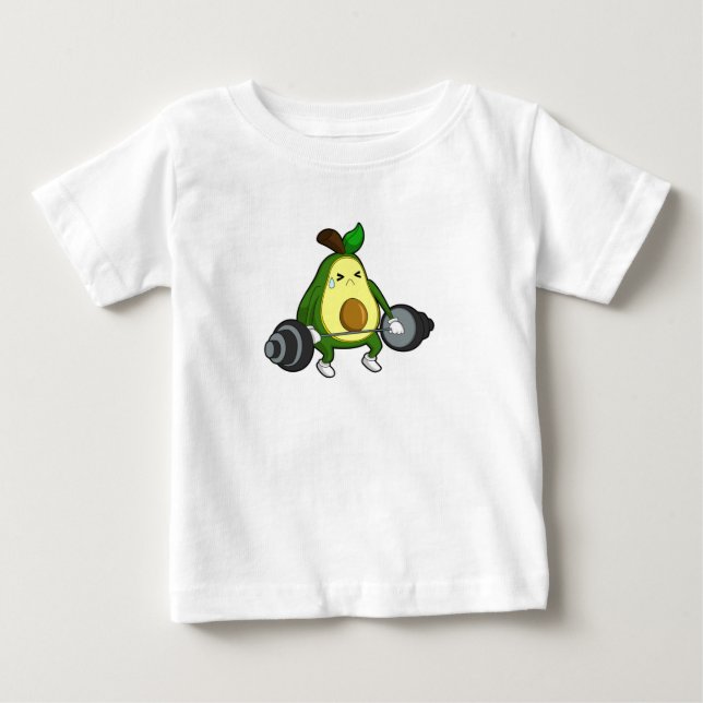 Avocado at Fitness with Barbell Baby T-Shirt (Front)