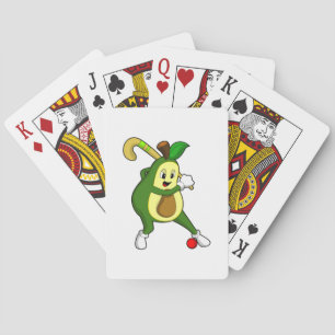 Avocado at Hockey with Hockey bat Playing Cards