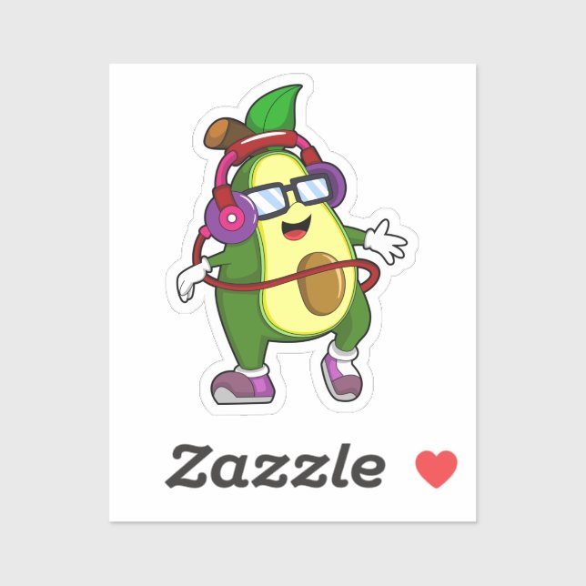 Avocado at Music with Headphone (Sheet)