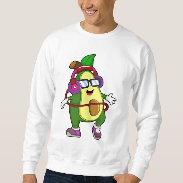 Avocado at Music with Headphone Sweatshirt (Front)