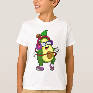 Avocado at Music with Headphone T-Shirt