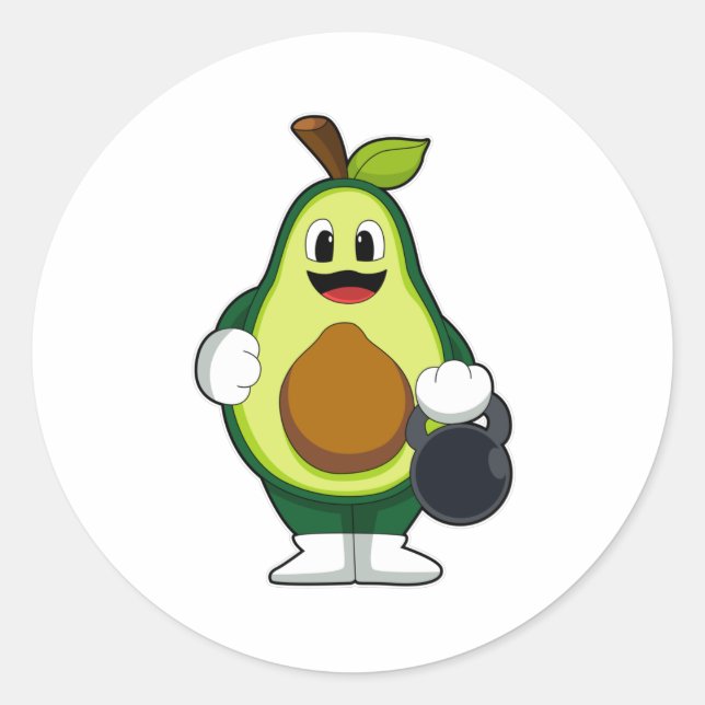 Avocado at Strength training with Dumbbells Classic Round Sticker (Front)