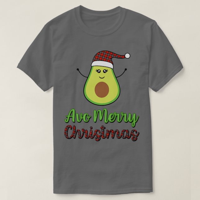Avocado Avo Merry Christmas Plaid Santa Hat Tet Ve T-Shirt (Design Front)