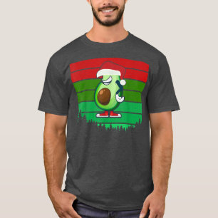 Avocado Avo Merry Christmas Plaid Santa Hat Text V T-Shirt
