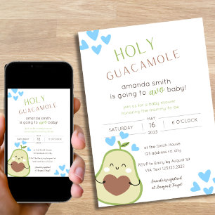 Avocado Baby Shower, Baby Boy Invitation