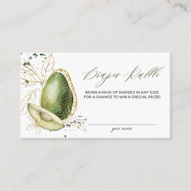 Avocado Baby Shower Diaper Raffle Card (Front)