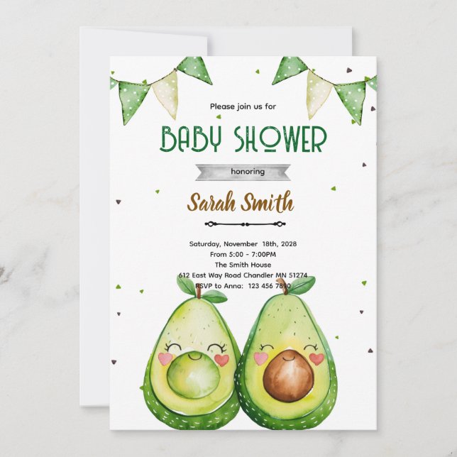 Avocado Baby Shower Invitation (Front)