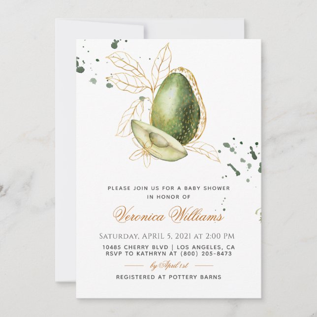 Avocado Baby Shower Invitation (Front)